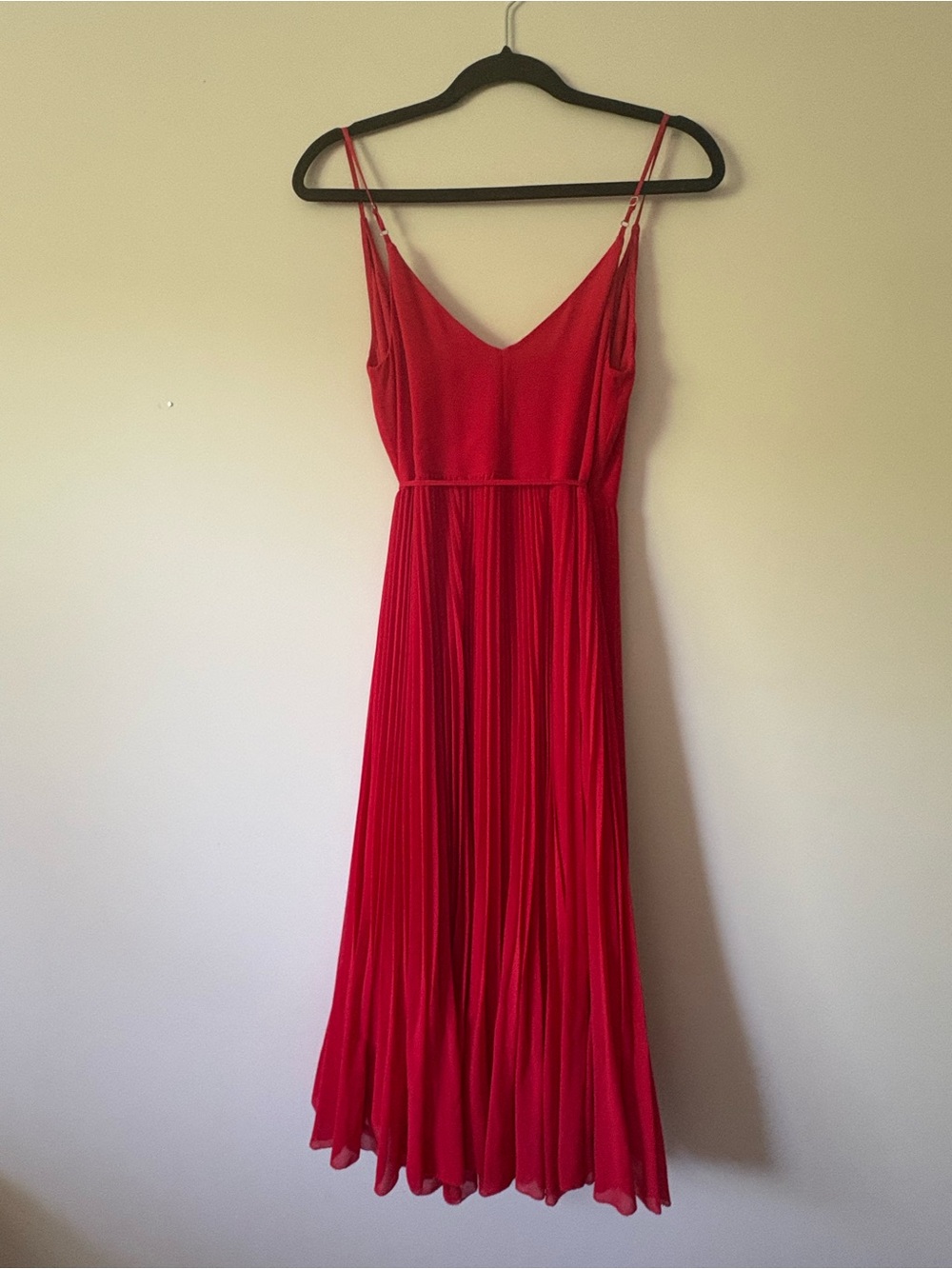 Aritzia Wilfred Beaune Pleated Wrap Midi Dress Red XS - Picture 10 of 12